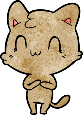 Bir insan tarafından çizilmiş mutlu bir kedi.