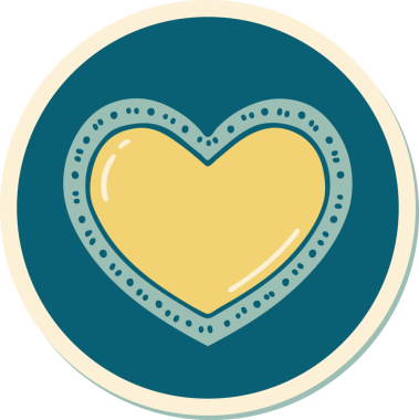 Bir insan tarafından çizilmiş geleneksel bir kalp şeklinde dövme çıkartması.