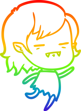 Gökkuşağı gradyan çizgi çizimi Bir insan tarafından çizilen ölümsüz vampir kız çizgi