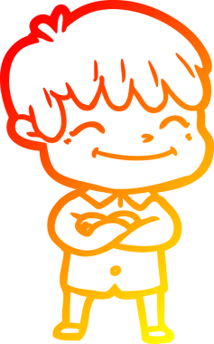 Bir insan tarafından çizilen mutlu bir çocuğun sıcak çizgi çizimi.