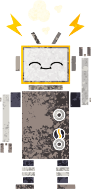 Bir insan tarafından çizilmiş bir robotun retro çizim tarzı karikatürü