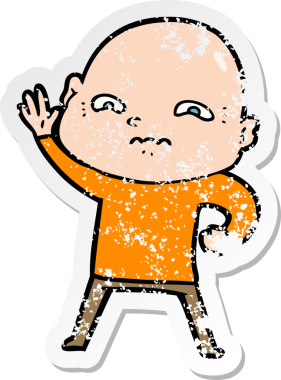 Bir insan tarafından çizilmiş ürkütücü bir çizgi filmin stresli çıkartması.