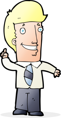 Bir insan tarafından çizilmiş bir fikri olan bir ofis adamı.