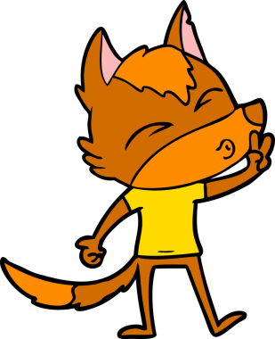 Bir insan tarafından çizilmiş tilki çizgi film karakteri