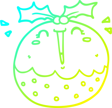 Soğuk gradyan çizgisi bir insan tarafından çizilmiş tatlı bir Noel pudinginin çizimi.