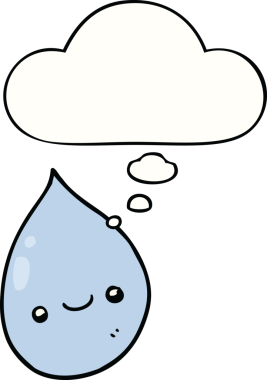 Bir insan tarafından çizilmiş düşünce baloncuklu çizgi film yağmur damlası