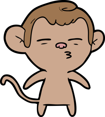 bir insan tarafından çizilmiş şüpheli maymun çizgi filmi