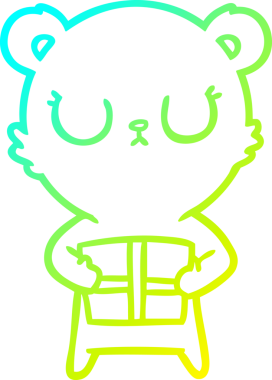 Barışçıl bir çizgi film ayısının insan tarafından çizilmiş soğuk gradyan çizgisi.