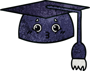 Mezuniyet şapkasının retro grunge deseni bir insan tarafından çizilmiş.