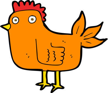 Bir insan tarafından çizilmiş çizgi film tavuğu.