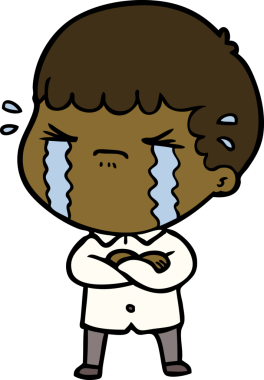 Bir insan tarafından çizilmiş ağlayan çizgi film adamı.