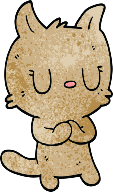 Bir insan tarafından çizilmiş mutlu kedi karalaması.