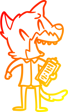 Bir insan tarafından çizilmiş gülen tilki satıcısının sıcak çizgi çizimi