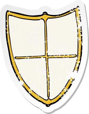 Bir insan tarafından çizilmiş bir karikatür Heraldik kalkanın gerilemiş yapıştırması.