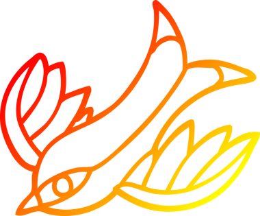 Bir insan tarafından çizilmiş çizgi film dövmesi kırlangıcının sıcak çizgi çizimi