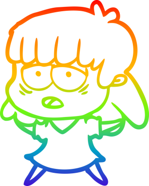 gökkuşağı gradyan çizgi çizimi bir insan tarafından çizilmiş yorgun bir kadın