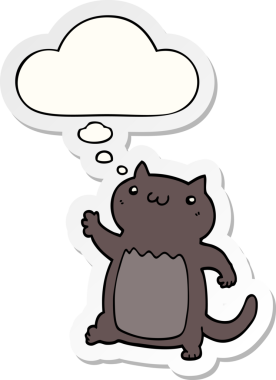 Düşünce baloncuklu çizgi film kedisi insan tarafından çizilmiş bir çıkartma.