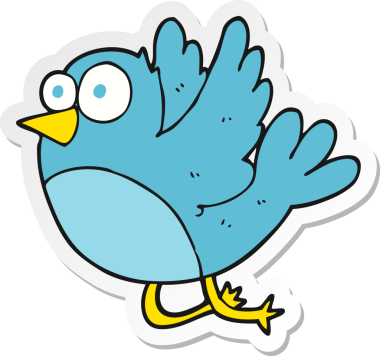 Bir insan tarafından çizilmiş çizgi film kuşunun çıkartması.