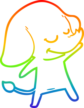 Bir insan tarafından çizilmiş gülümseyen bir filin çizgi çizimi.