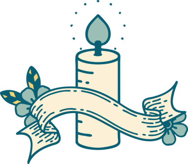 Geleneksel dövme, bir insan tarafından çizilmiş mum sancağıyla.