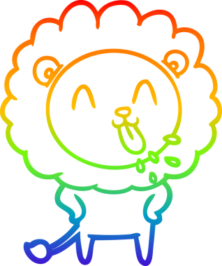 gökkuşağı gradyanı çizimi bir insan tarafından çizilmiş mutlu bir karikatür aslanı