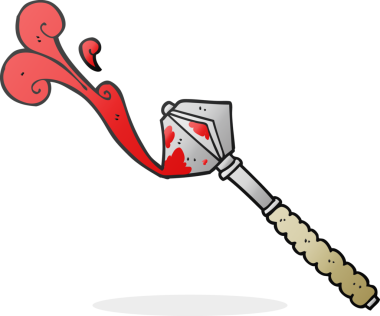 Bir insan tarafından çizilmiş kanlı ortaçağ karikatürü.