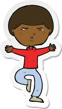 Bir insan tarafından çizilmiş kızgın bir adamın çıkartması.