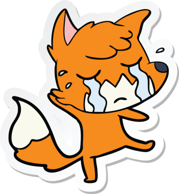 Bir insan tarafından çizilmiş ağlayan tilki çizgi filminin çıkartması.