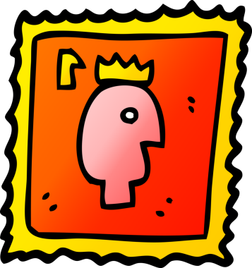 Bir insan tarafından çizilmiş posta pulu için karalama.