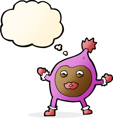 Bir insan tarafından çizilmiş düşünce baloncuklu komik bir yaratık.