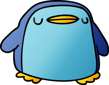 bir insan tarafından çizilmiş sevimli bir penguenin gradyan çizimi kawaii