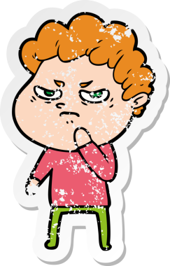 Bir insan tarafından çizilmiş kızgın bir adamın sıkıntılı çıkartması.