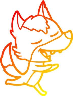 Bir insan tarafından çizilmiş gülen bir kurt çizgi çizimi.