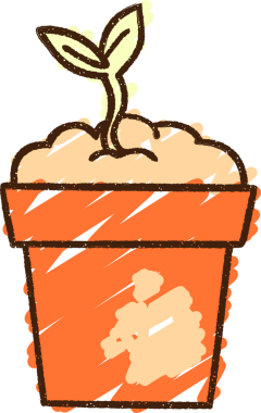 Bir insan tarafından çizilmiş saksı bitkisi tebeşiri.