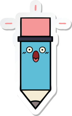 Bir insan tarafından çizilmiş şirin bir karikatür kalemi çıkartması.