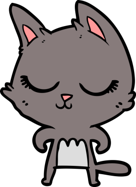 Bir insan tarafından çizilmiş sakin çizgi film kedisi.