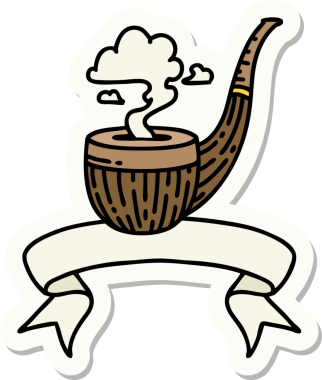 Bir insan tarafından çizilmiş sigara tiryakisi dövmesi stili etiketi.