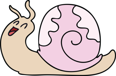 Bir insan tarafından çizilmiş garip bir çizgi film salyangozu.