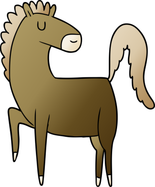 Bir insan tarafından çizilmiş mutlu çizgi film atı.