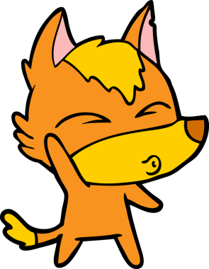 Bir insan tarafından çizilmiş tilki çizgi film karakteri