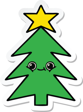 Bir insan tarafından çizilmiş şirin bir noel ağacının çıkartması.