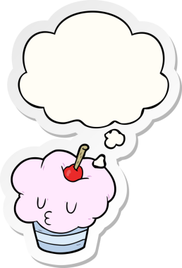 İnsan tarafından çizilmiş bir çıkartma olarak düşünce baloncuklu çizgi film keki.