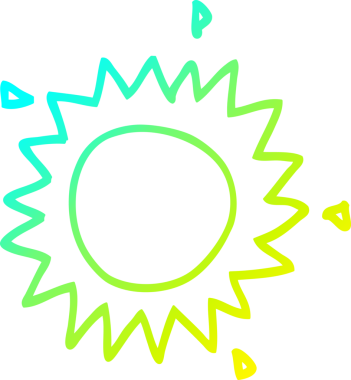 Bir insan tarafından çizilmiş bir karikatür güneş çizimi.