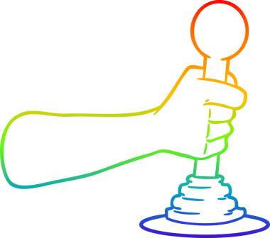 gökkuşağı gradyan çizgi çizimi bir insan tarafından çizilen kolu çekiyor