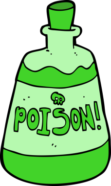 Bir insan tarafından çizilmiş bir zehir şişesi.