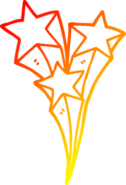 Bir insanın çizdiği kayan yıldızların sıcak çizgi çizimi