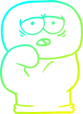 Bir insanın çizdiği çizgi film boks eldiveninin soğuk gradyan çizgisi.