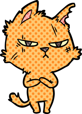 Bir insan tarafından çizilmiş sert çizgi film kedisi.