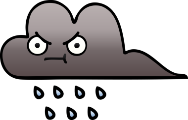 Bir insan tarafından çizilmiş fırtına yağmuru bulutunun gölgeli karikatürü