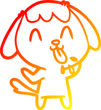 Bir insan tarafından çizilmiş sevimli bir köpeğin sıcak çizgi çizgisi.